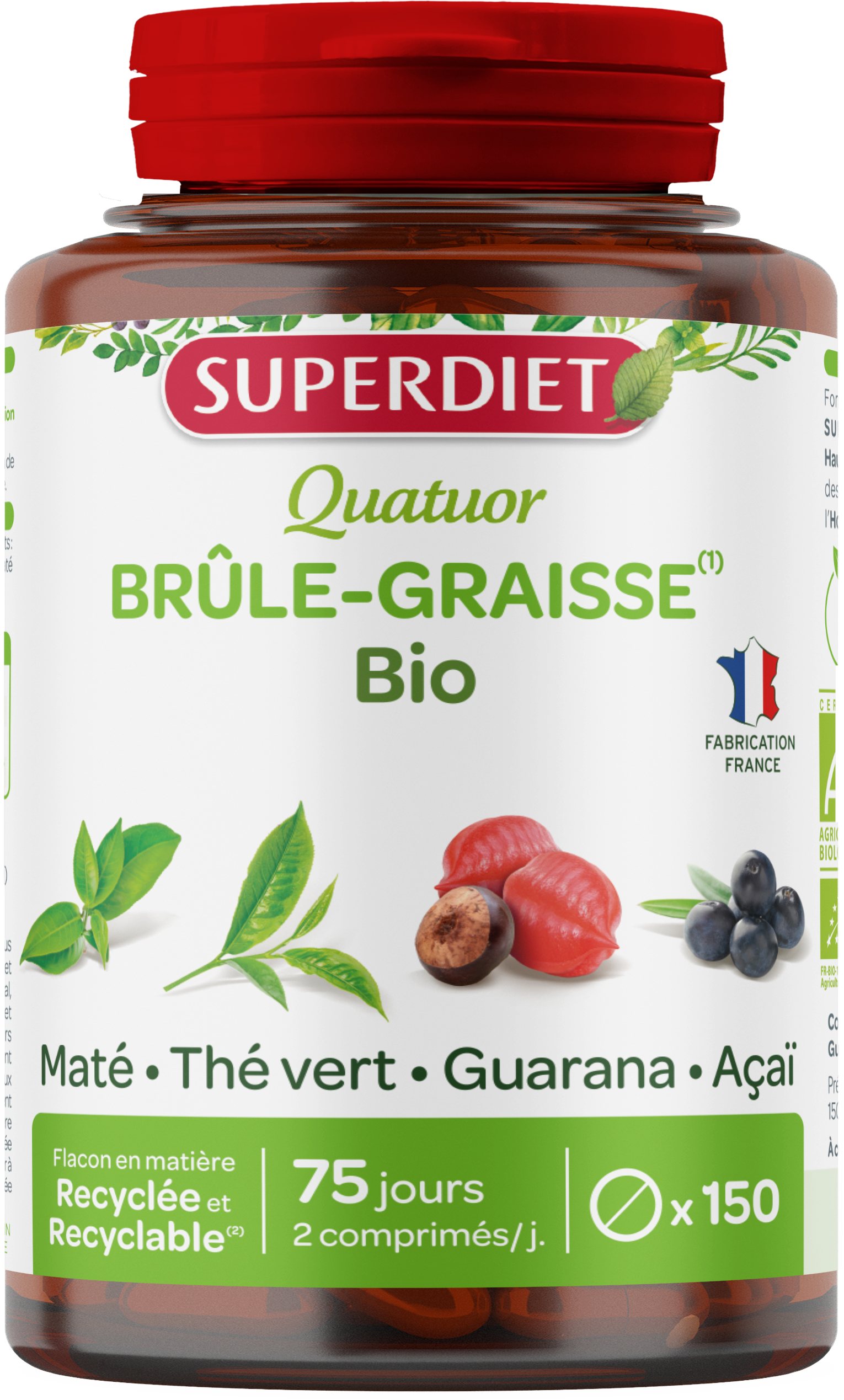 Quatuor brûle graisse bio (maté, guarana, thé vert, acaï) - 1